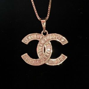 Inspired Silver Tone Necklace with CZ Charm.